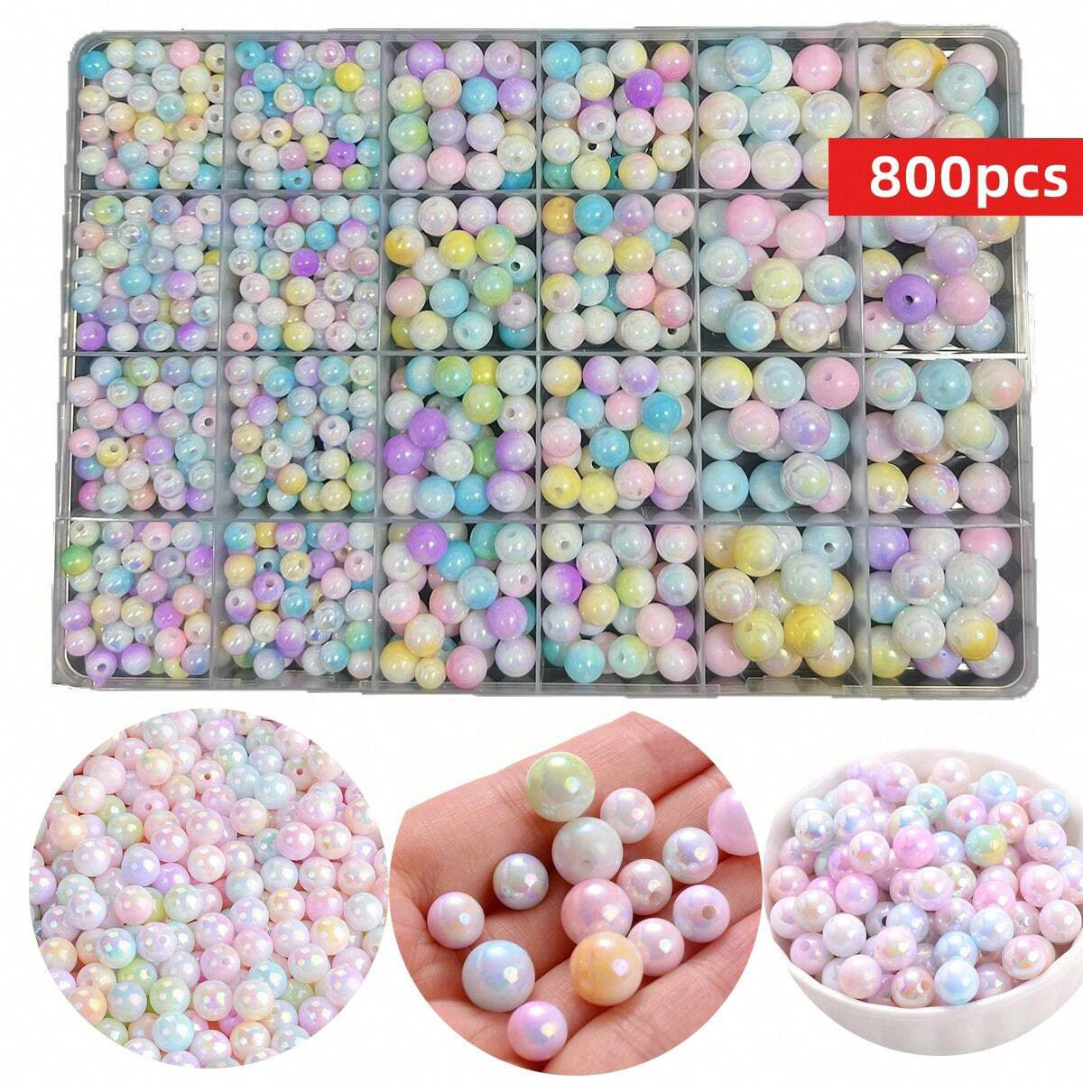 Jewelry Making Box - 800pcs/24 grid set box 6mm/8mm/10mm cute