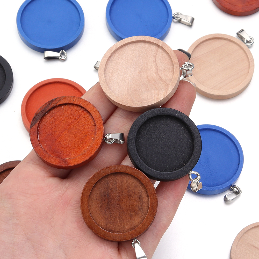 Jewelry Making Soldering Kit - 1-5pcs/lot 25 30mm Round Wood Cabochon