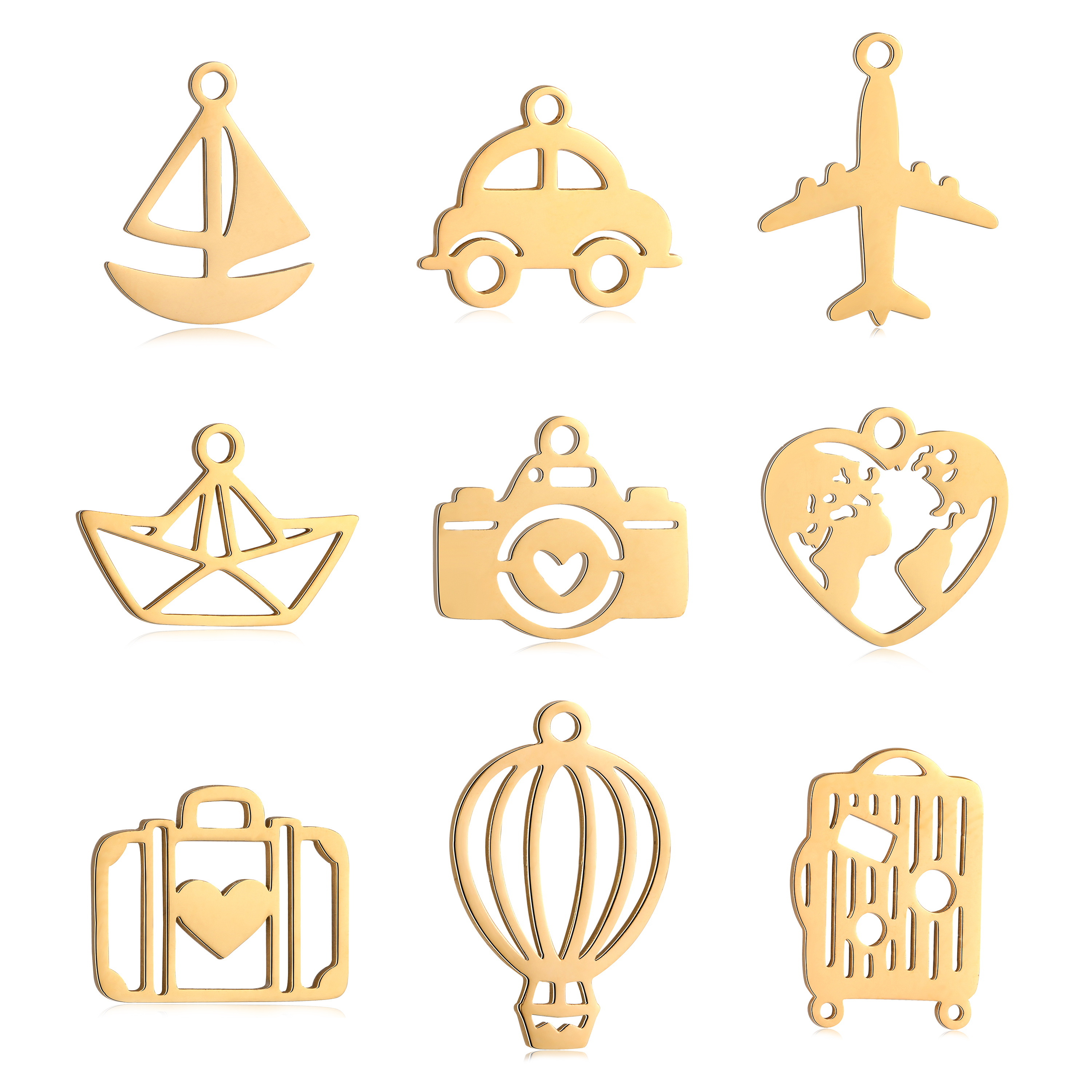 Jewelry Making Videos - 5Pcs Travel Heart Map/Airplane/Camera Charms for