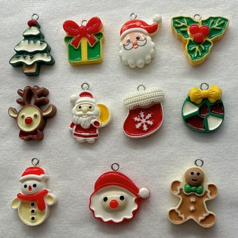 Jewelry Making Factory - 10pcs Christmas Cartoon Series Resin Pendant