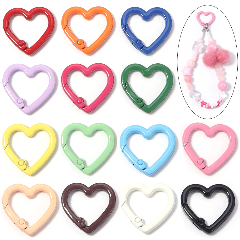 Jewelry Making School - 5pcs Alloy Heart Spring Clasps Snap