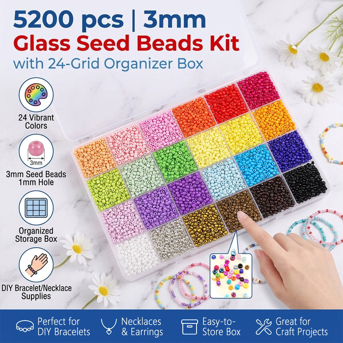 5200pcs 3mm Glass Seed Beads K – Jewelry Making Organizer Bewertung und Preis