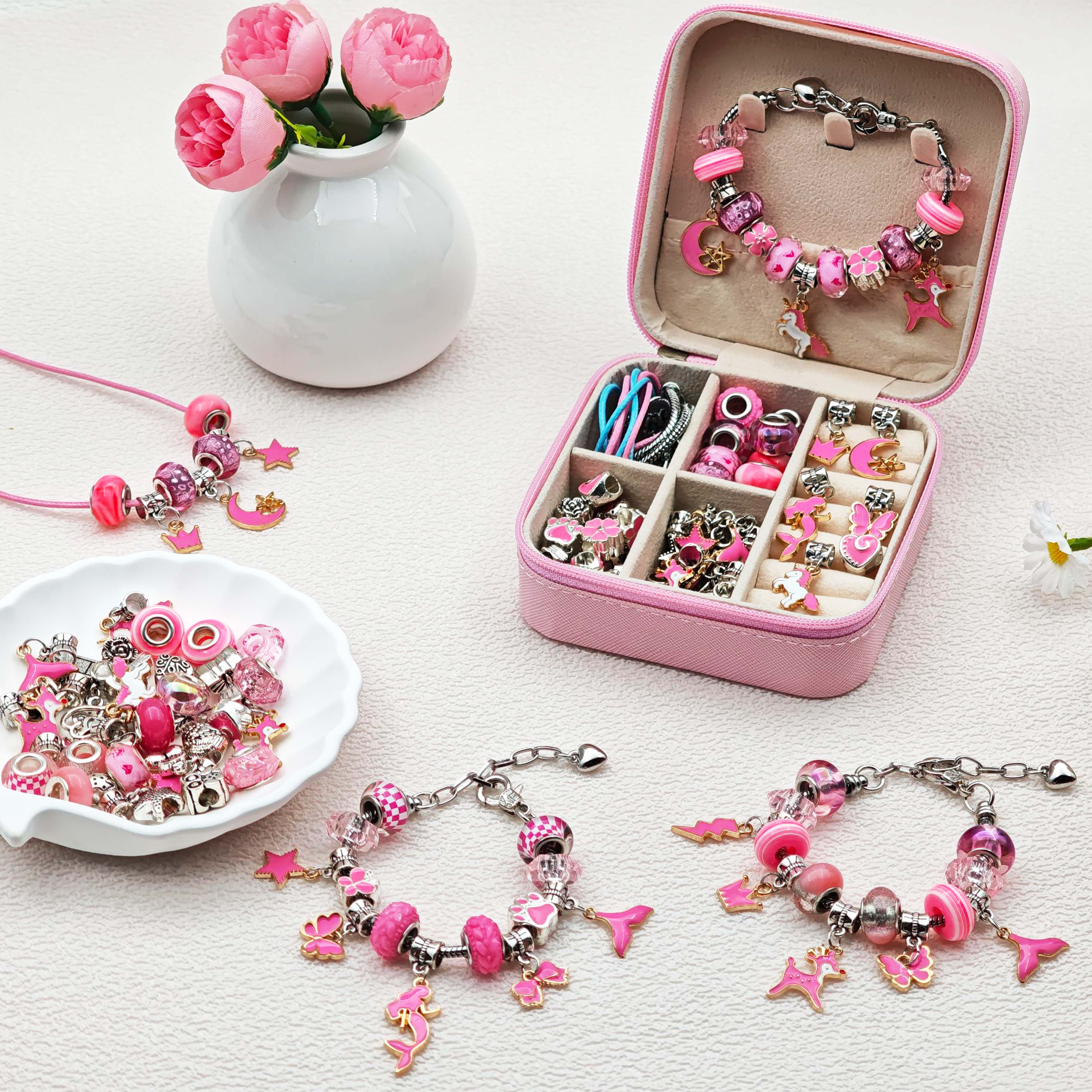 68pcs pink beaded jewelry set, – Jewelry Making Box Bewertung und Preis